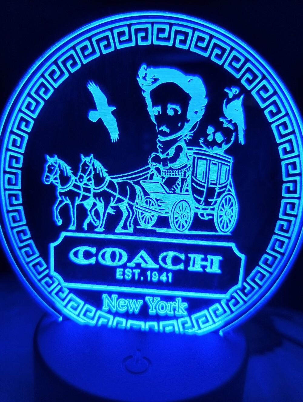 Edgar Allen Poe On A Vintage Coach Buggy LED Light Display - Multi - Color